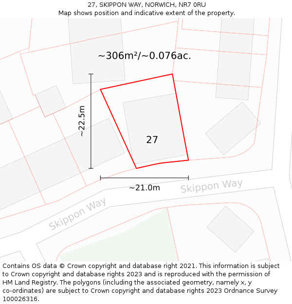 27, SKIPPON WAY, NORWICH, NR7 0RU: Plot and title map