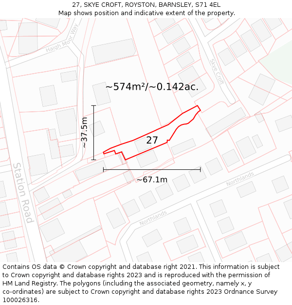 27, SKYE CROFT, ROYSTON, BARNSLEY, S71 4EL: Plot and title map