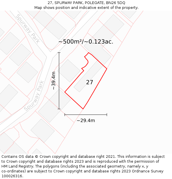 27, SPURWAY PARK, POLEGATE, BN26 5DQ: Plot and title map
