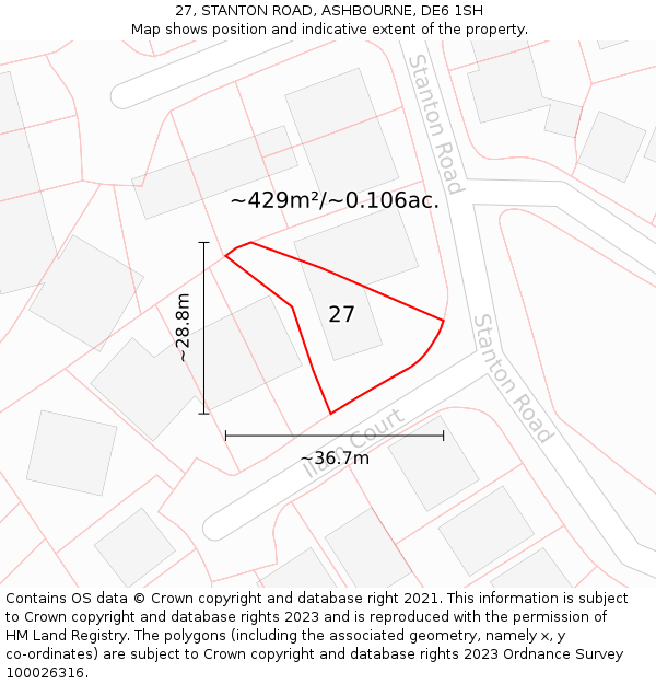 27, STANTON ROAD, ASHBOURNE, DE6 1SH: Plot and title map