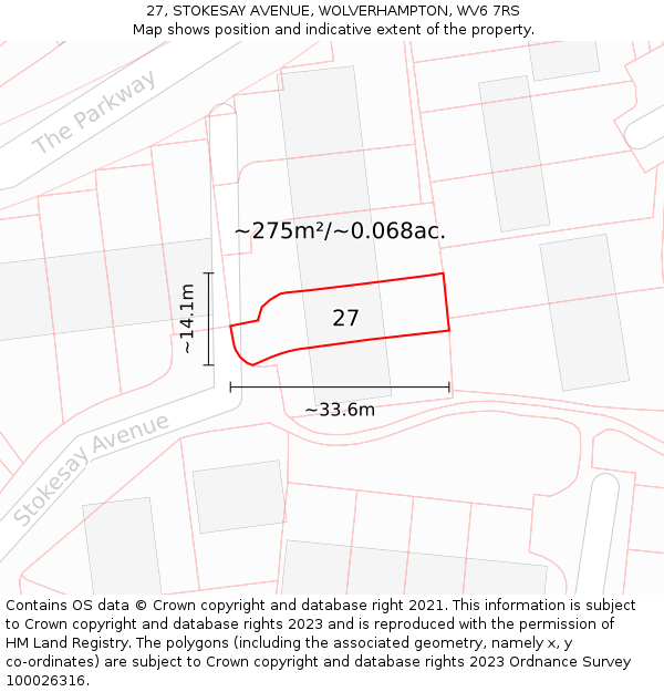 27, STOKESAY AVENUE, WOLVERHAMPTON, WV6 7RS: Plot and title map