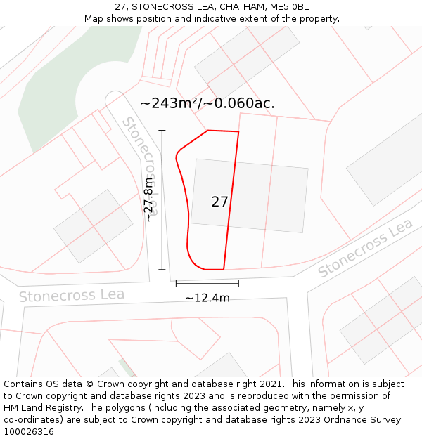 27, STONECROSS LEA, CHATHAM, ME5 0BL: Plot and title map