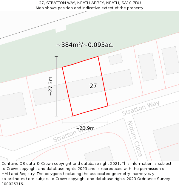 27, STRATTON WAY, NEATH ABBEY, NEATH, SA10 7BU: Plot and title map