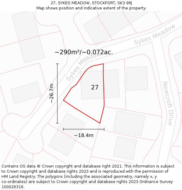 27, SYKES MEADOW, STOCKPORT, SK3 9RJ: Plot and title map