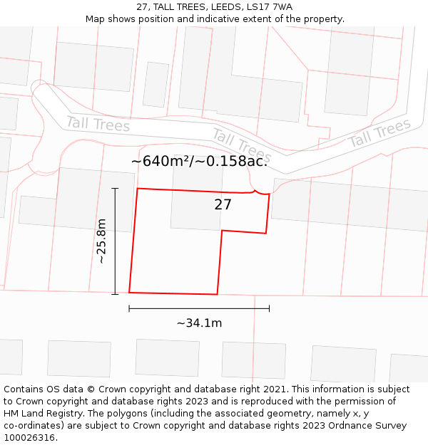 27, TALL TREES, LEEDS, LS17 7WA: Plot and title map