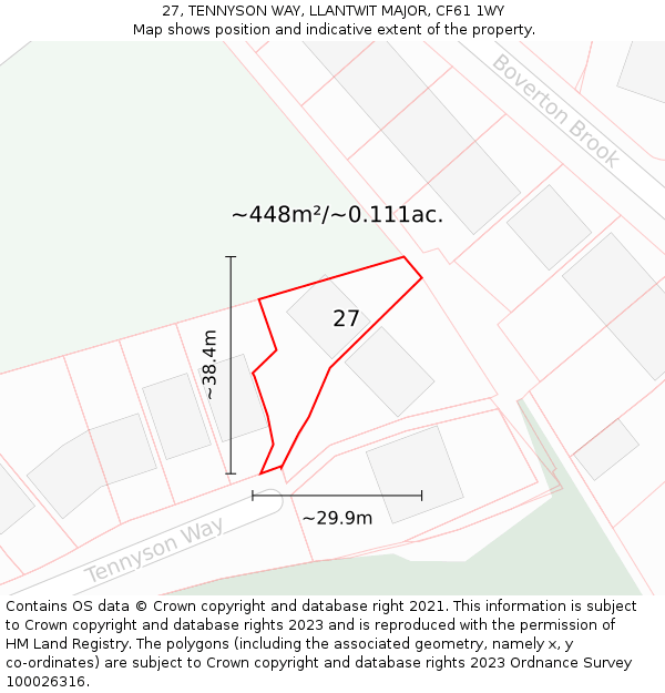 27, TENNYSON WAY, LLANTWIT MAJOR, CF61 1WY: Plot and title map