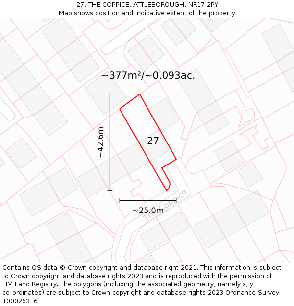 27, THE COPPICE, ATTLEBOROUGH, NR17 2PY: Plot and title map