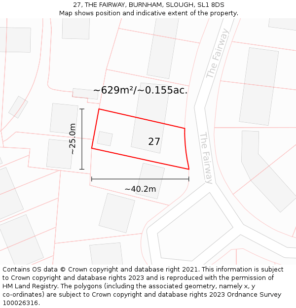 27, THE FAIRWAY, BURNHAM, SLOUGH, SL1 8DS: Plot and title map