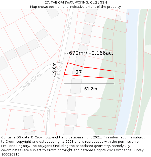 27, THE GATEWAY, WOKING, GU21 5SN: Plot and title map