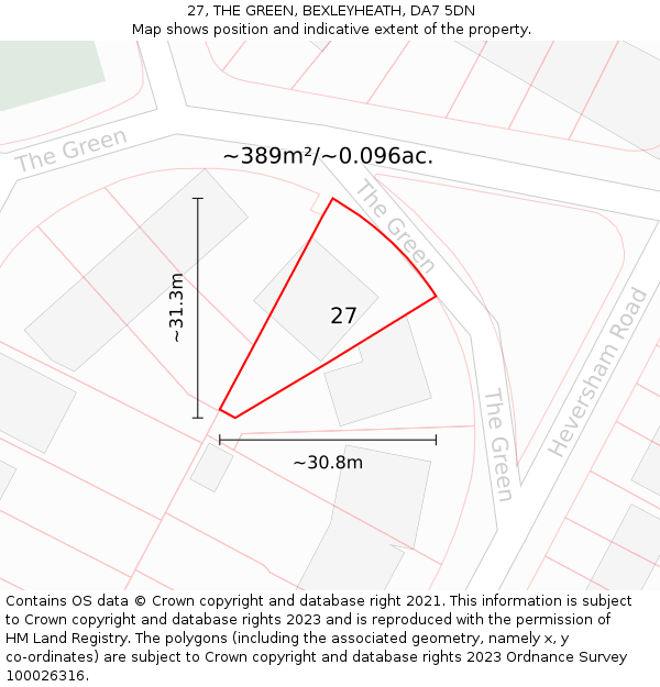 27, THE GREEN, BEXLEYHEATH, DA7 5DN: Plot and title map