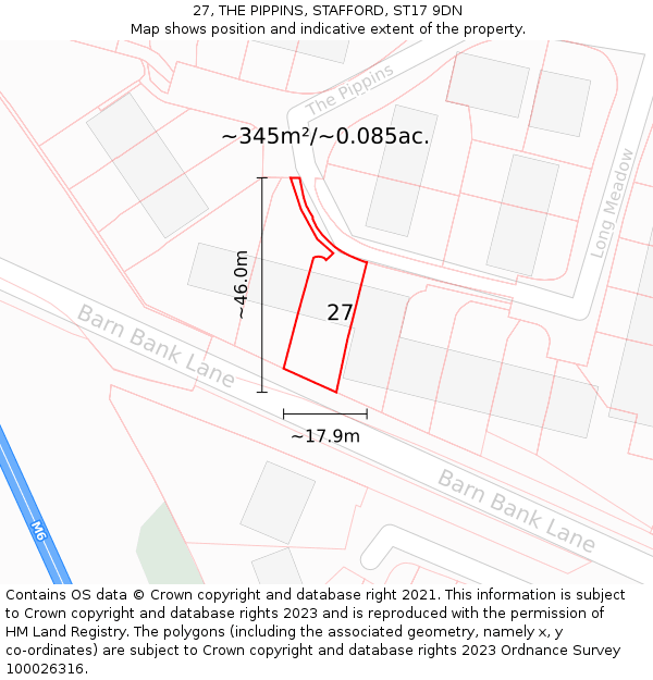 27, THE PIPPINS, STAFFORD, ST17 9DN: Plot and title map