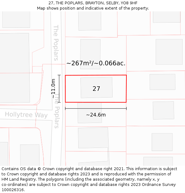 27, THE POPLARS, BRAYTON, SELBY, YO8 9HF: Plot and title map