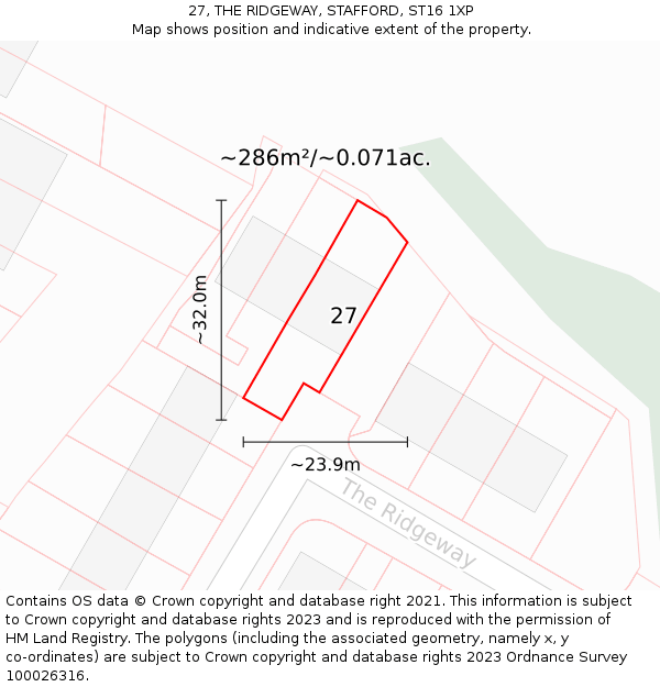 27, THE RIDGEWAY, STAFFORD, ST16 1XP: Plot and title map
