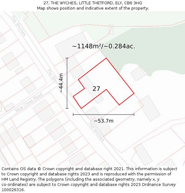 27, THE WYCHES, LITTLE THETFORD, ELY, CB6 3HG: Plot and title map