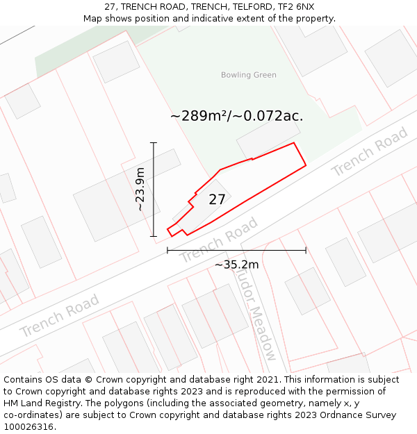 27, TRENCH ROAD, TRENCH, TELFORD, TF2 6NX: Plot and title map