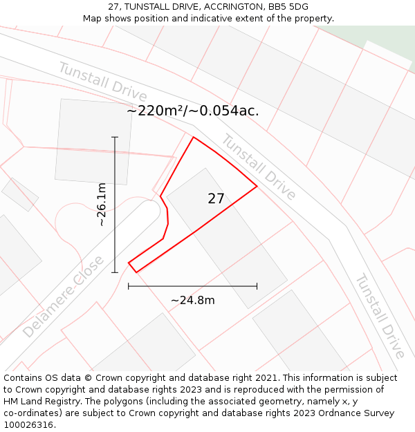 27, TUNSTALL DRIVE, ACCRINGTON, BB5 5DG: Plot and title map