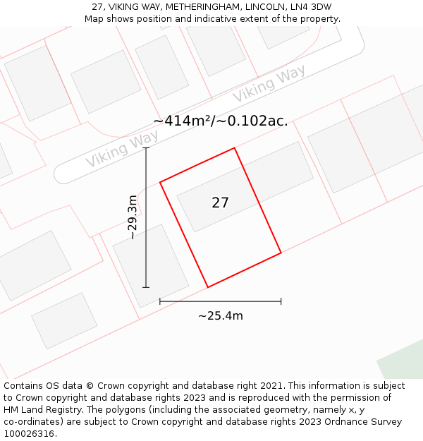 27, VIKING WAY, METHERINGHAM, LINCOLN, LN4 3DW: Plot and title map