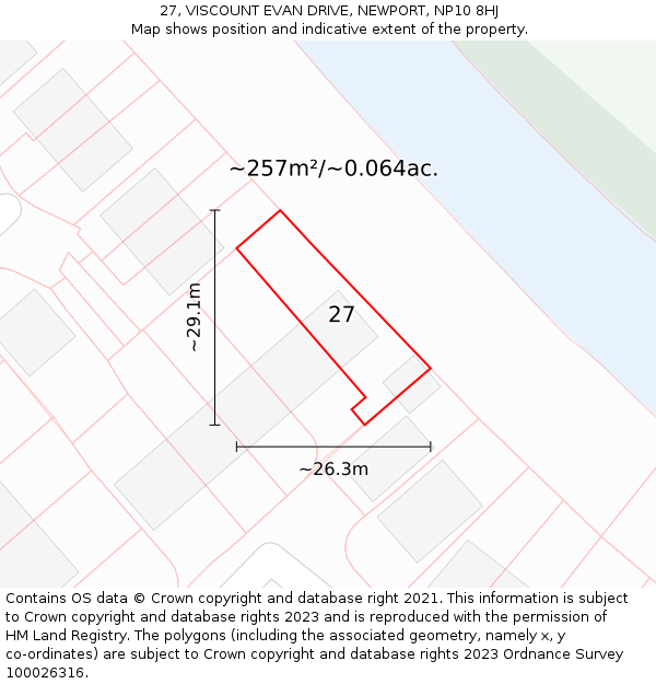 27, VISCOUNT EVAN DRIVE, NEWPORT, NP10 8HJ: Plot and title map