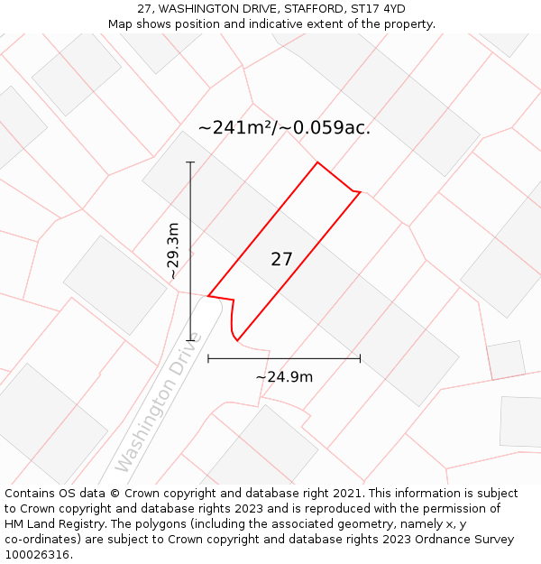 27, WASHINGTON DRIVE, STAFFORD, ST17 4YD: Plot and title map