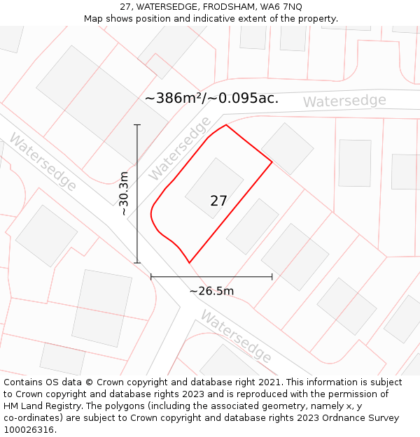 27, WATERSEDGE, FRODSHAM, WA6 7NQ: Plot and title map