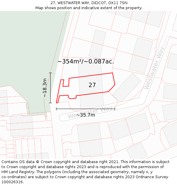27, WESTWATER WAY, DIDCOT, OX11 7SN: Plot and title map