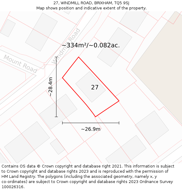 27, WINDMILL ROAD, BRIXHAM, TQ5 9SJ: Plot and title map