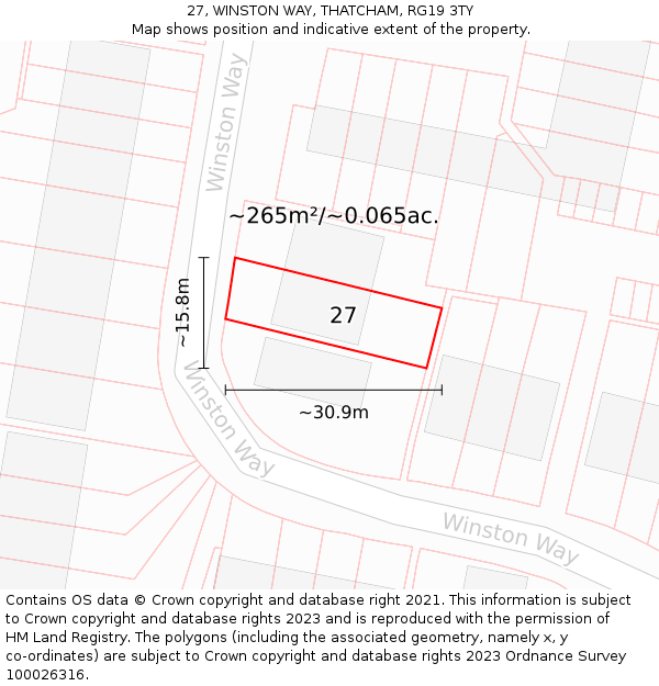 27, WINSTON WAY, THATCHAM, RG19 3TY: Plot and title map