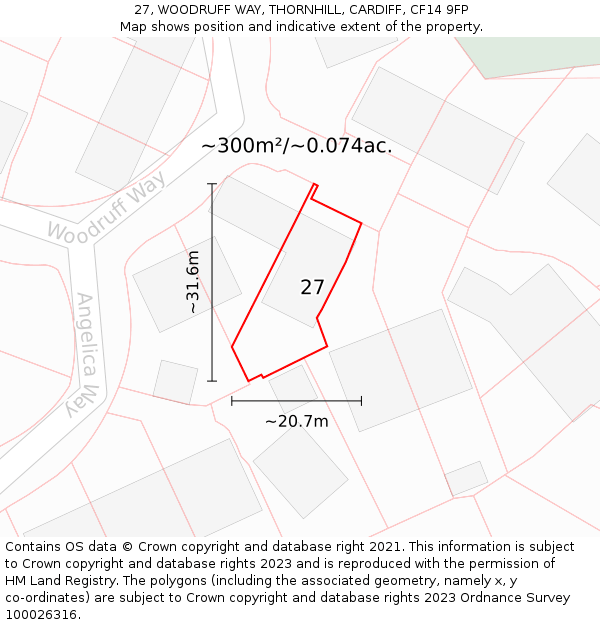 27, WOODRUFF WAY, THORNHILL, CARDIFF, CF14 9FP: Plot and title map