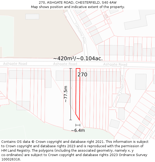 270, ASHGATE ROAD, CHESTERFIELD, S40 4AW: Plot and title map
