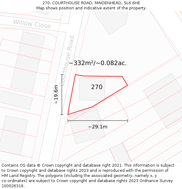 270, COURTHOUSE ROAD, MAIDENHEAD, SL6 6HE: Plot and title map