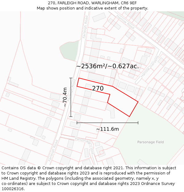 270, FARLEIGH ROAD, WARLINGHAM, CR6 9EF: Plot and title map