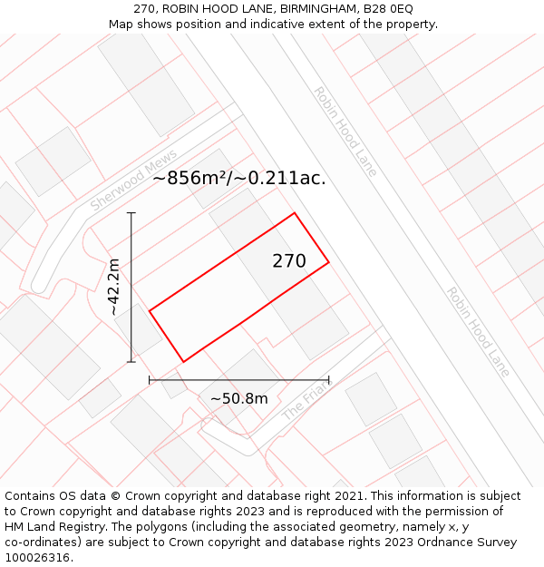 270, ROBIN HOOD LANE, BIRMINGHAM, B28 0EQ: Plot and title map