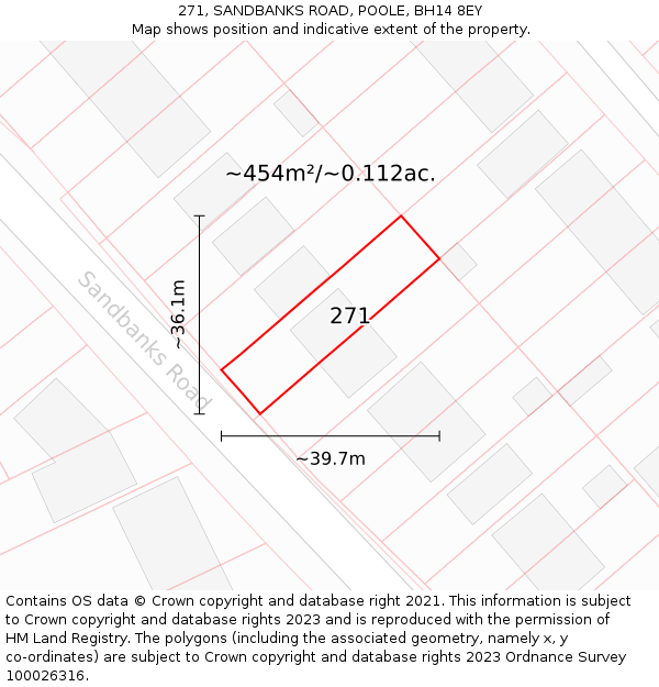 271, SANDBANKS ROAD, POOLE, BH14 8EY: Plot and title map