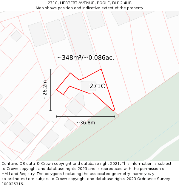 271C, HERBERT AVENUE, POOLE, BH12 4HR: Plot and title map
