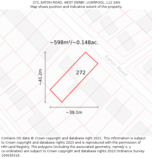 272, EATON ROAD, WEST DERBY, LIVERPOOL, L12 2AN: Plot and title map
