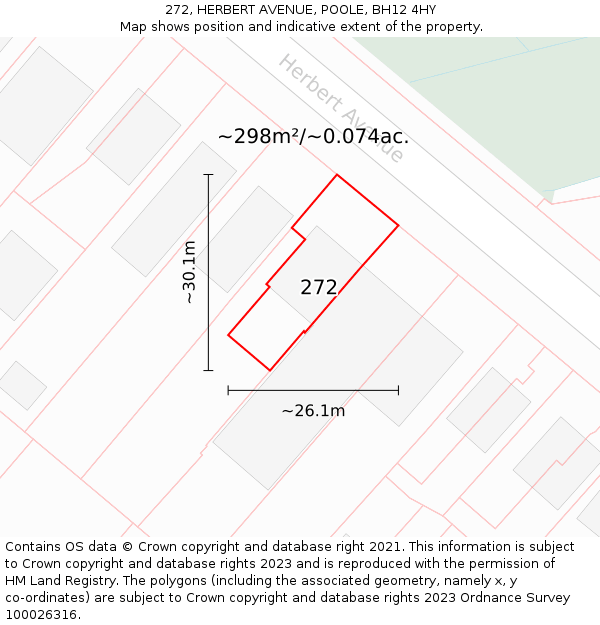 272, HERBERT AVENUE, POOLE, BH12 4HY: Plot and title map