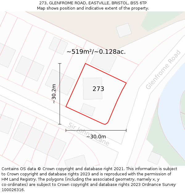 273, GLENFROME ROAD, EASTVILLE, BRISTOL, BS5 6TP: Plot and title map