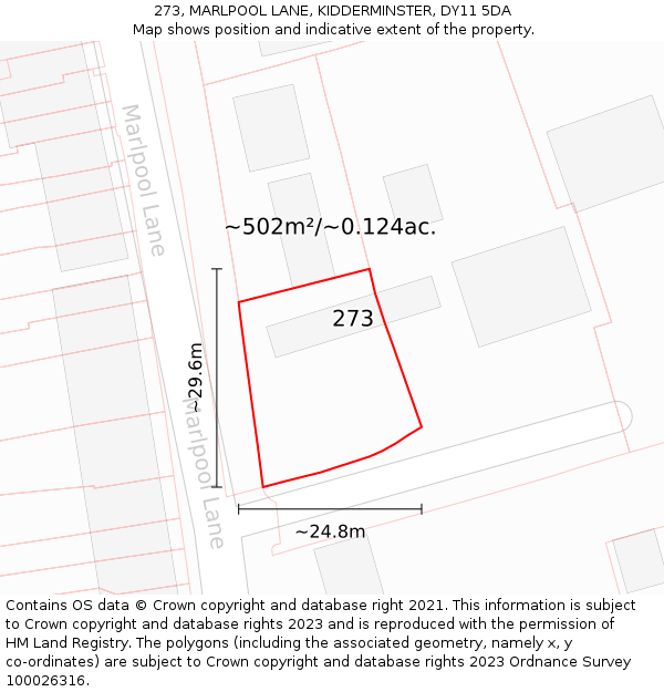 273, MARLPOOL LANE, KIDDERMINSTER, DY11 5DA: Plot and title map