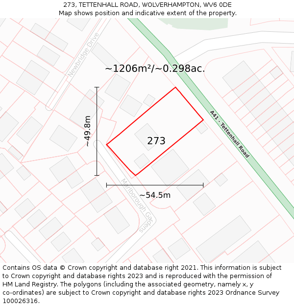 273, TETTENHALL ROAD, WOLVERHAMPTON, WV6 0DE: Plot and title map