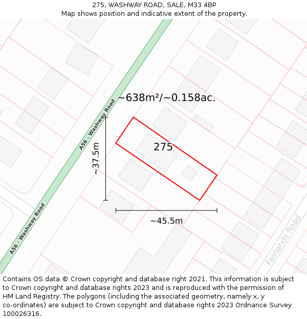 275, WASHWAY ROAD, SALE, M33 4BP: Plot and title map