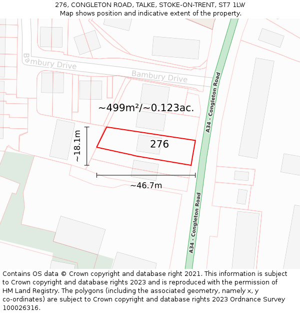 276, CONGLETON ROAD, TALKE, STOKE-ON-TRENT, ST7 1LW: Plot and title map