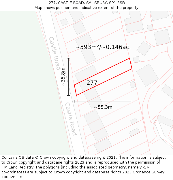 277, CASTLE ROAD, SALISBURY, SP1 3SB: Plot and title map