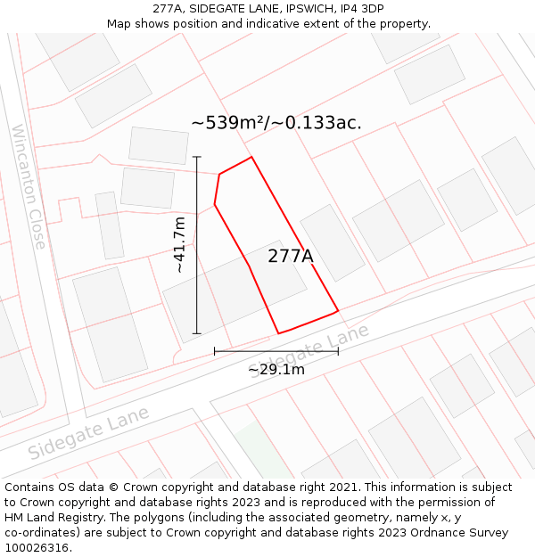 277A, SIDEGATE LANE, IPSWICH, IP4 3DP: Plot and title map