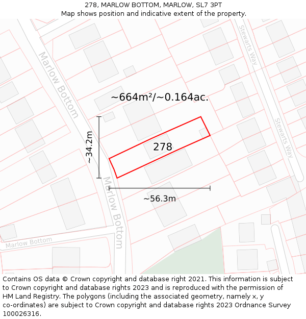278, MARLOW BOTTOM, MARLOW, SL7 3PT: Plot and title map