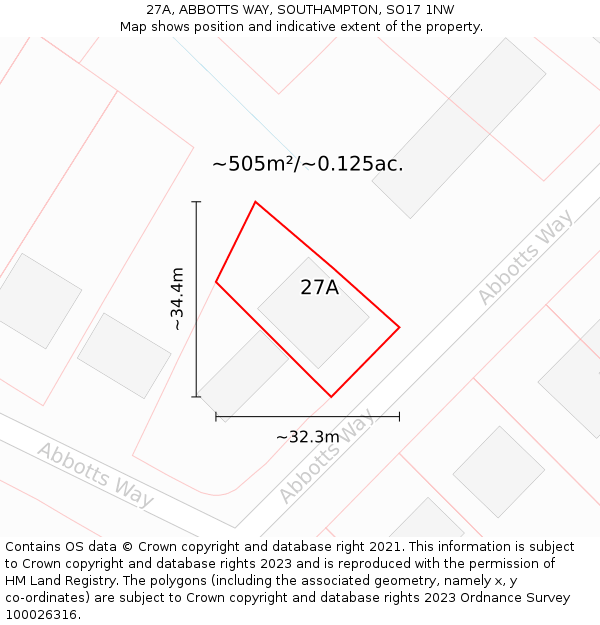 27A, ABBOTTS WAY, SOUTHAMPTON, SO17 1NW: Plot and title map