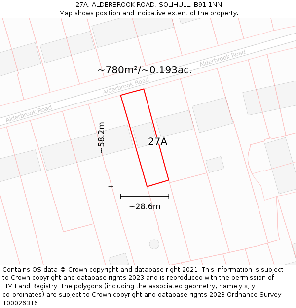 27A, ALDERBROOK ROAD, SOLIHULL, B91 1NN: Plot and title map