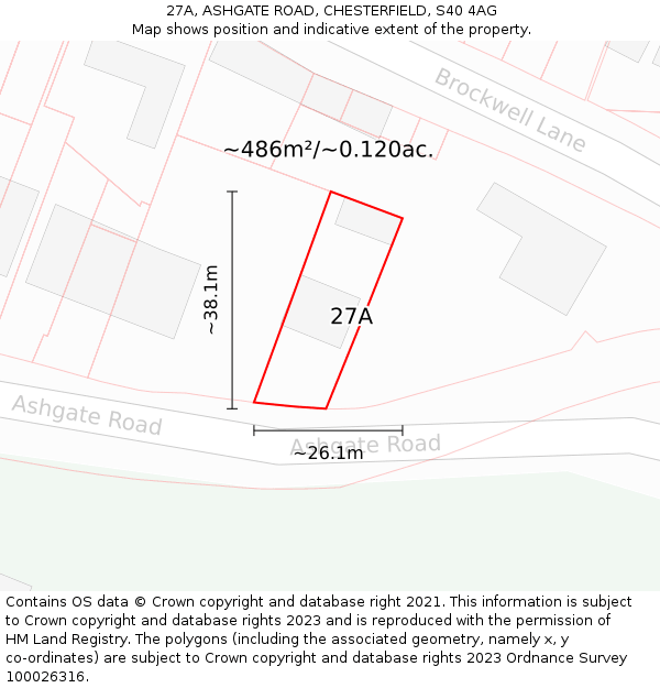 27A, ASHGATE ROAD, CHESTERFIELD, S40 4AG: Plot and title map