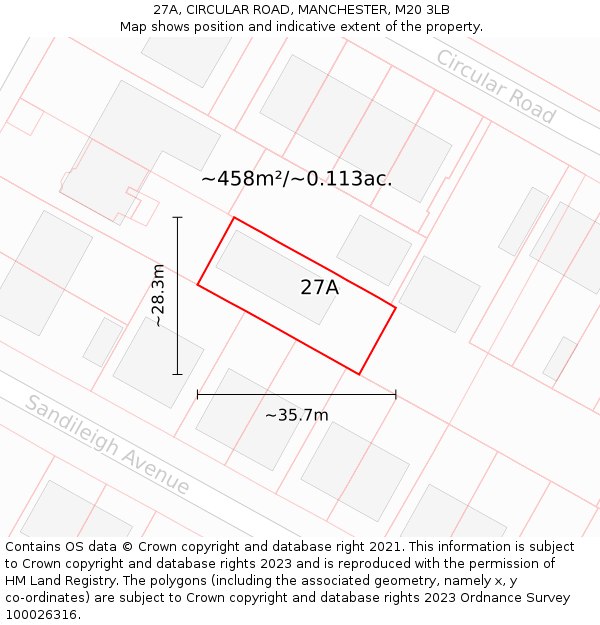 27A, CIRCULAR ROAD, MANCHESTER, M20 3LB: Plot and title map