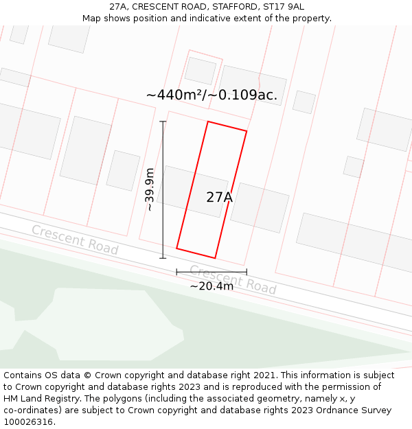 27A, CRESCENT ROAD, STAFFORD, ST17 9AL: Plot and title map