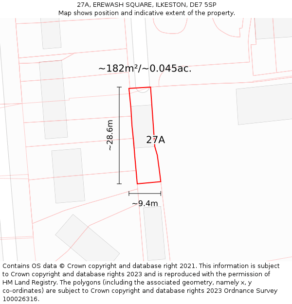 27A, EREWASH SQUARE, ILKESTON, DE7 5SP: Plot and title map